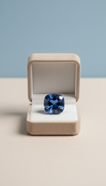 Blue sapphire in frosted linen velvet