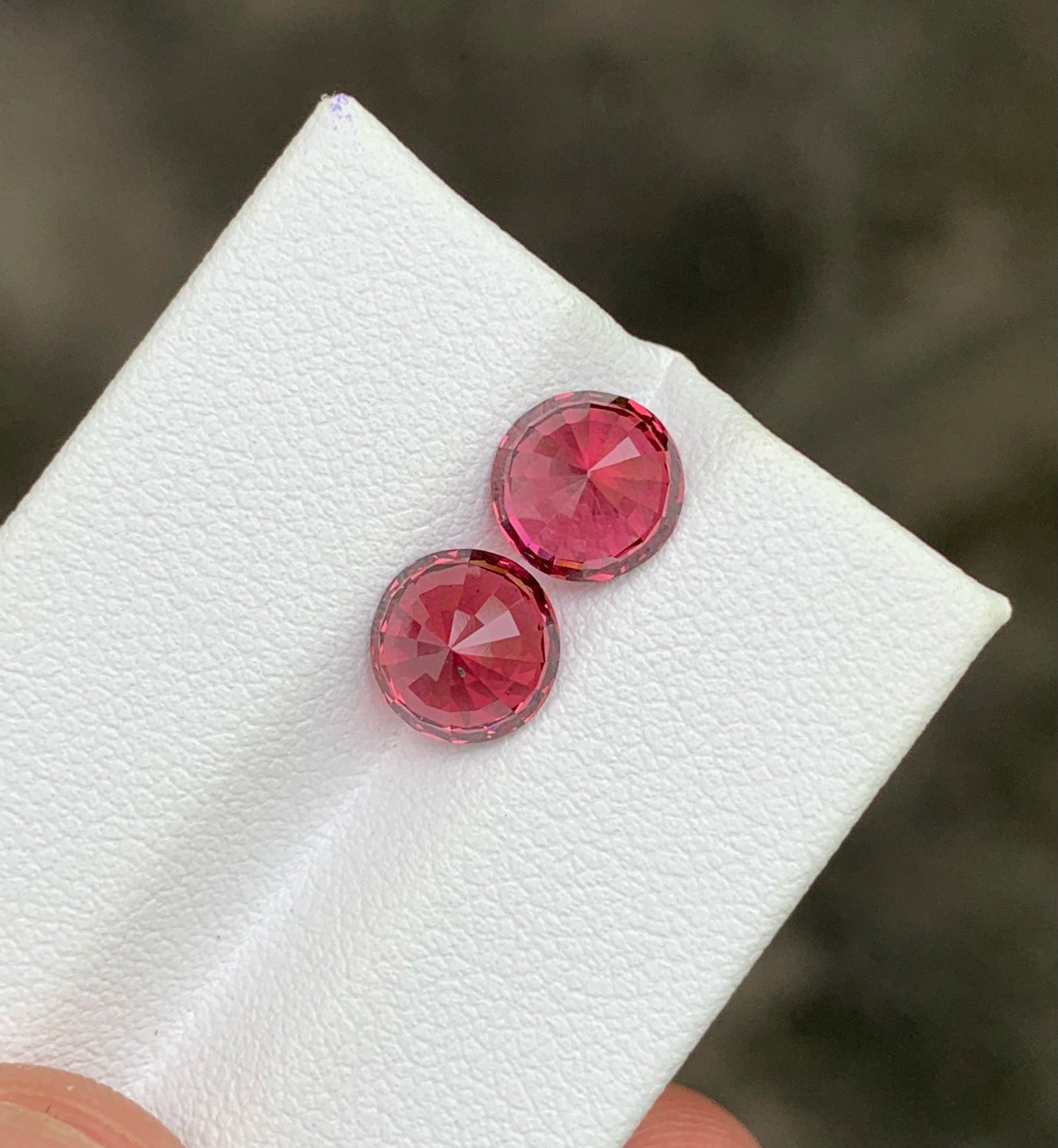 Fine quality Malaya garnet pair perfect rounds
