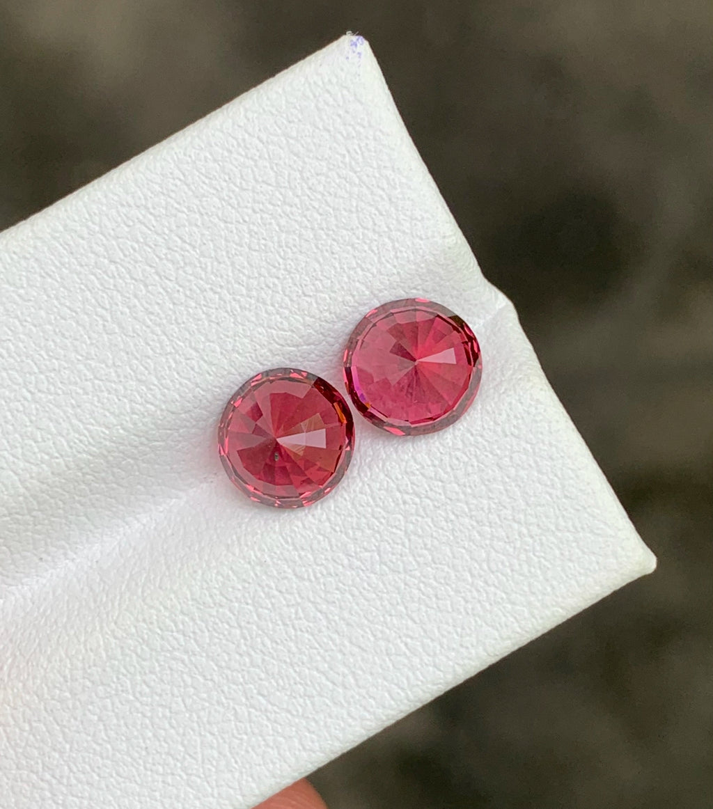 Fine quality Malaya garnet pair perfect rounds