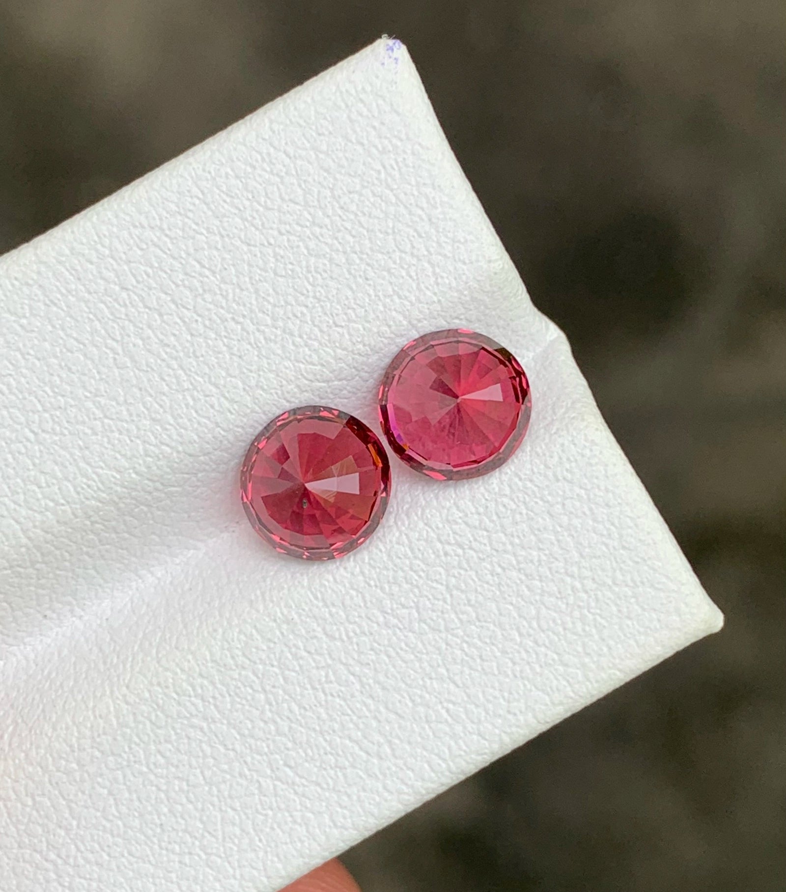 Fine quality Malaya garnet pair perfect rounds