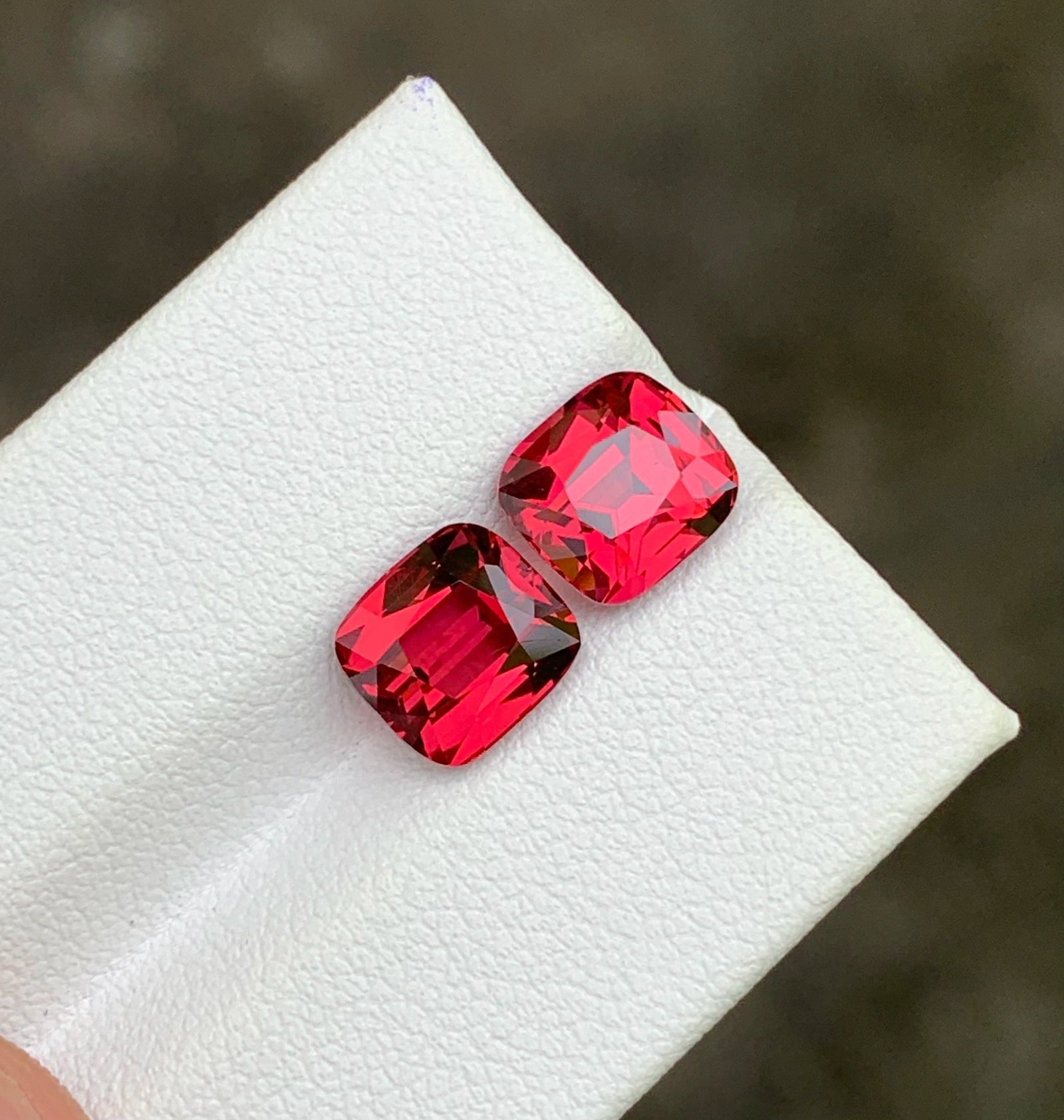 Exquisite rhodolite garnet pair