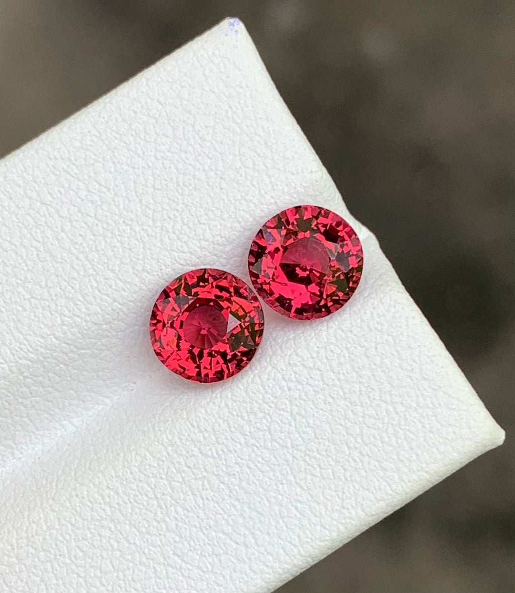 Fine quality Malaya garnet pair perfect rounds