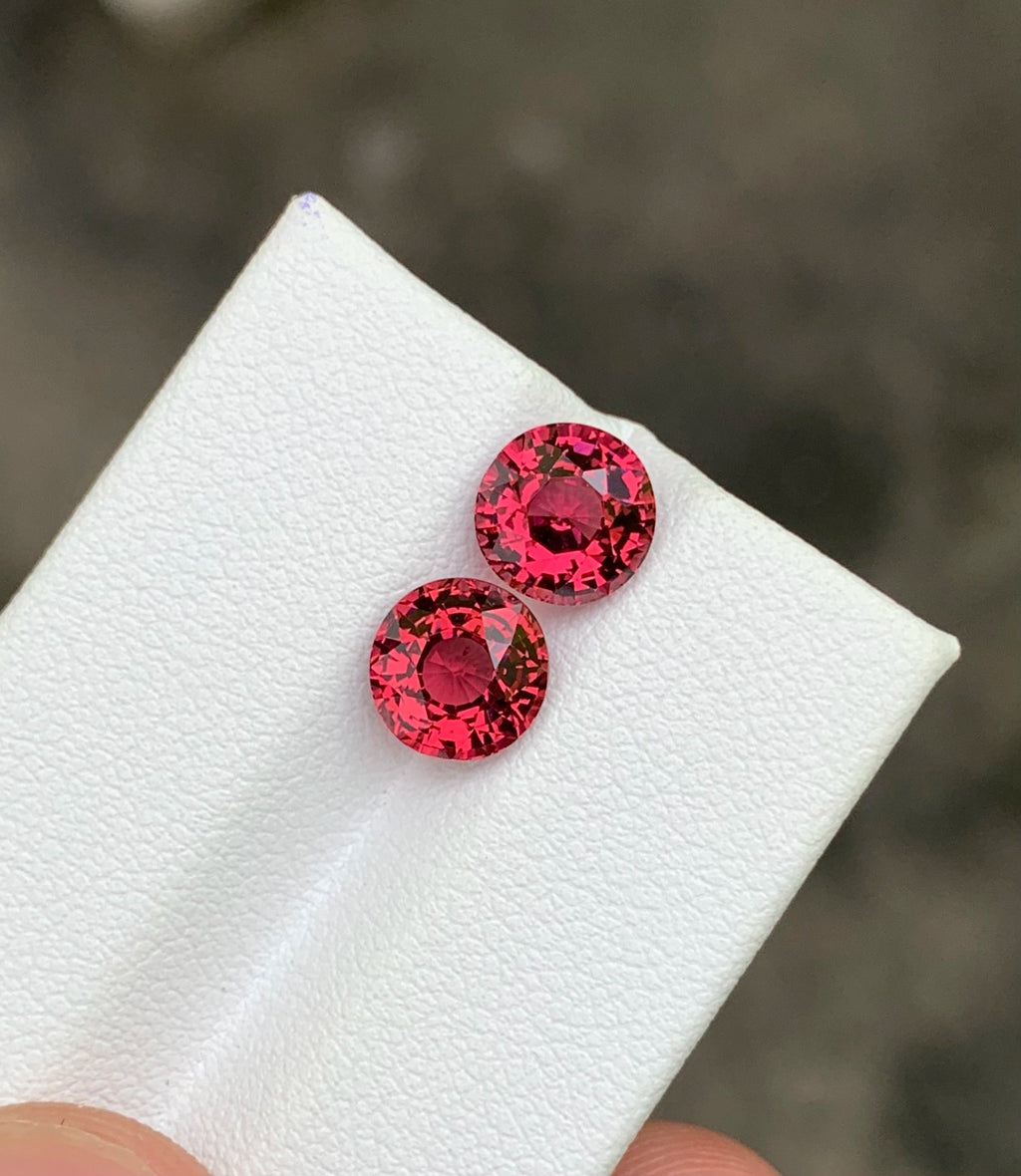 Fine quality Malaya garnet pair perfect rounds