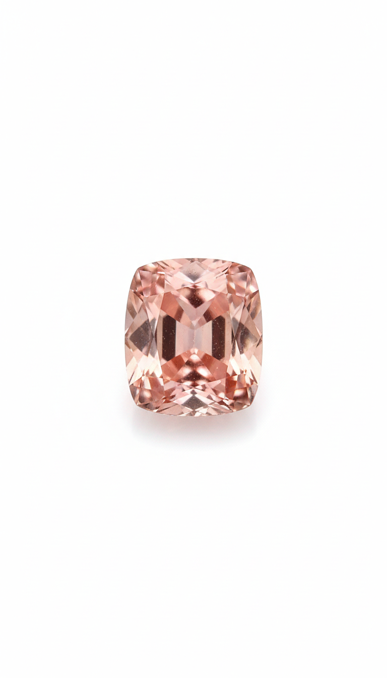 Natural Pink Morganite on Platinum Mist Background
