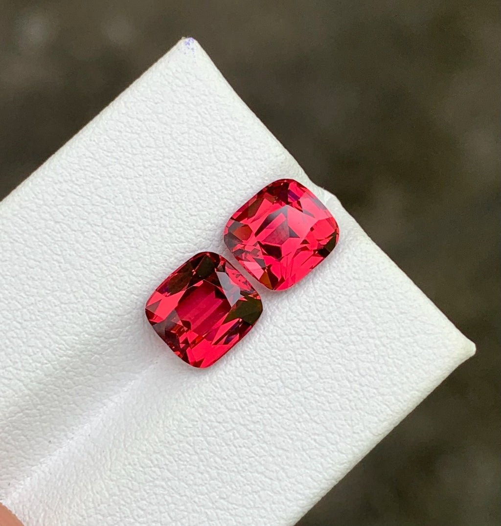 Exquisite rhodolite garnet pair
