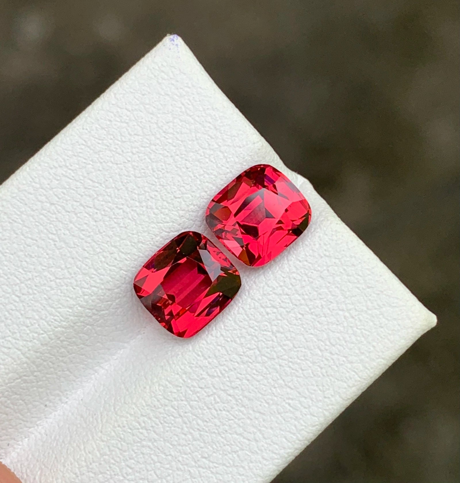 Exquisite rhodolite garnet pair