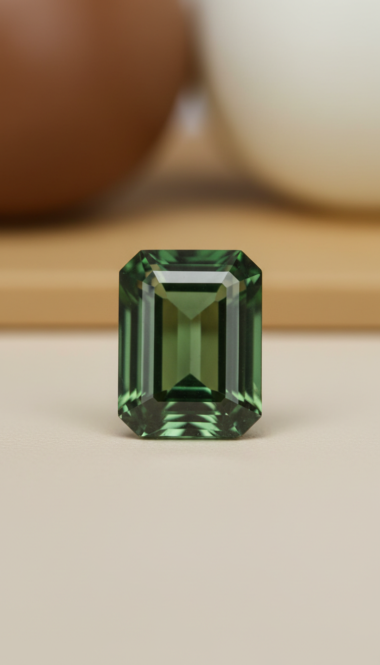 Emerald-Cut Green Tourmaline Luster