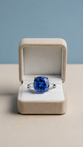 Cushion Cut Sapphire Silver Ring