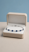 Blue Sapphire Silver Tennis Bracelet