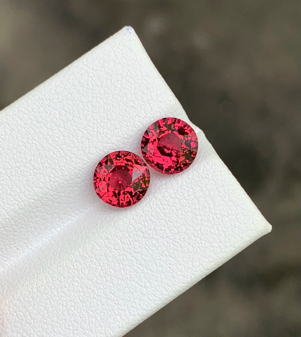 Fine quality Malaya garnet pair perfect rounds