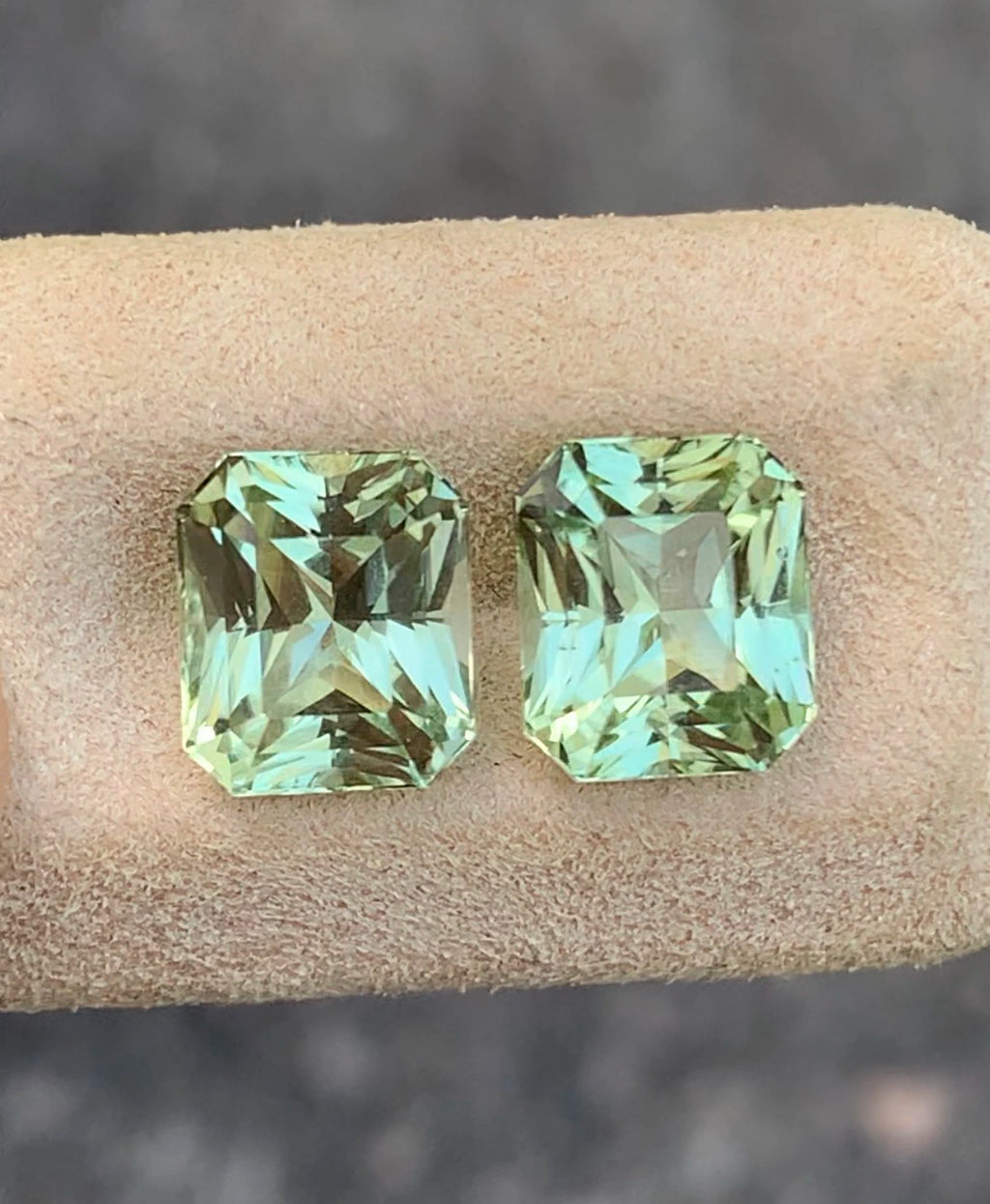 Natural Mint Green Tourmaline Pair