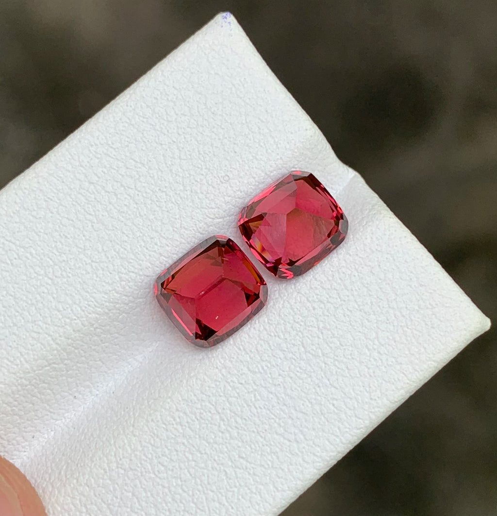 Exquisite rhodolite garnet pair
