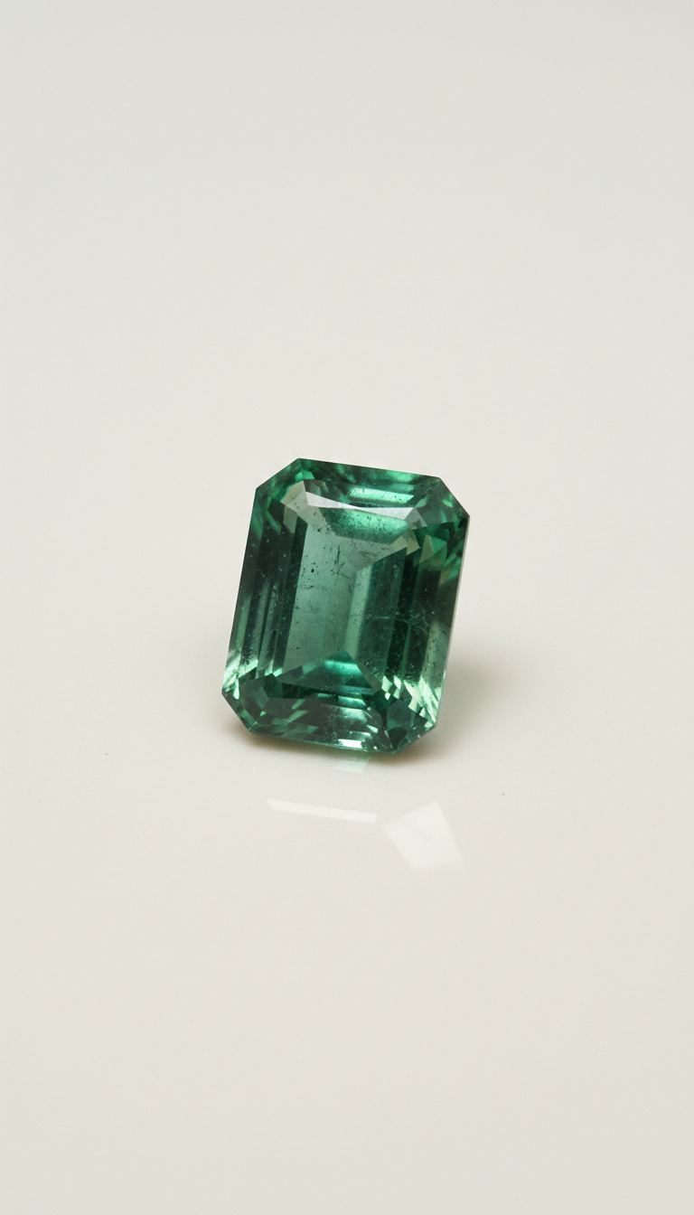Emerald cut Colombian emerald with vivid clarity