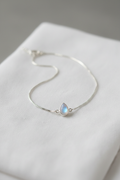 Silver Moonstone Teardrop Anklet