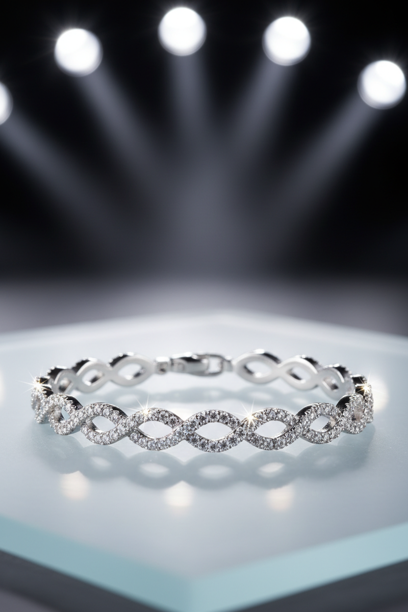 Silver Pavé Infinity Link Anklet