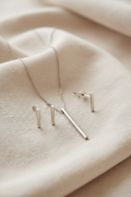 Silver Minimalist Bar Necklace & Earring Set