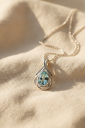 Silver Aquamarine Teardrop Pendant