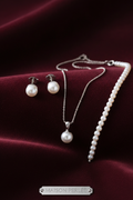 Silver Freshwater Pearl Three-Piece Jewelry Set