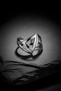 Sculptural Geometric Silver Ear Cuff